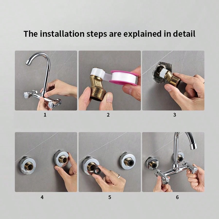 A Set With 1 WallMounted Double Control Faucet With Installation Parts