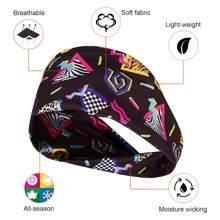 2入組80年代時尚髮箍和復古耳環,復古時尚圖案頭巾配件適用於女性 90年代復古耳環霓虹磁帶亞克力垂墜式,回到80年代70年代派對,b款 - 彩色 - 查看 3