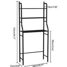 3 Tier Drum Washing Machine Shelf, Multifunctional Sturdy Space-Saving Bathroom Storage Shelf, Suitable For Bathroom, Balcony - Black - View 2