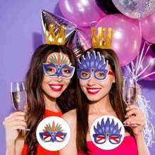 4 件裝嘉年華節日主題派對裝飾眼鏡、照相亭道具、慶祝氛圍背景、家居和場景裝飾、派對用品 - 風格1 - 查看 1