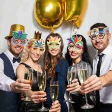 4 件裝嘉年華節日主題派對裝飾眼鏡、照相亭道具、慶祝氛圍背景、家居和場景裝飾、派對用品 - 風格1 - 查看 3