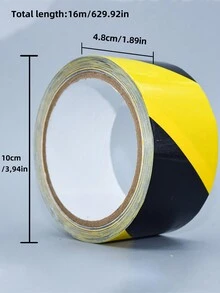 1卷黑色和黃色pvc警告膠帶,寬度4.8cm,長度16m / 33m,反光膜,防水,適用於倉庫地面標誌、斑馬線 - 黑黃 - 查看 2