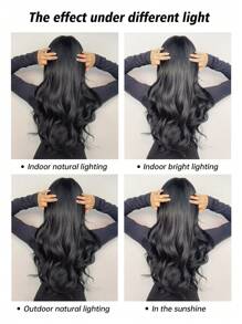 High Quality Black 26-Inch Long Curly Natural Wave Wig Curly Synthetic Wig With Bangs Perfect For Everyday Use At Birthday And Holiday Parties - Black - View 10