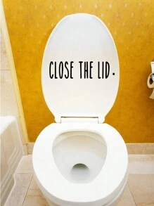 1pc Close The Lid English Slogan Toilet Seat Sticker - Black - View 3