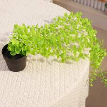 1pc Artificial Eucalyptus Leaf Plastic Potted Plant For Home Decor - Green - View 5