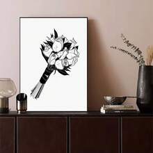 3入組情人節主題帆布印花海報,高端黑白花束,浪漫優雅風格,適用於客廳,臥室,沙發背景裝飾,門廳,櫥櫃,桌面裝飾,男女皆宜的禮物,家居裝飾,壁藝裝飾,可更換畫作,不帶框,以pvc管包裝安全運輸 - 彩色 - 查看 6