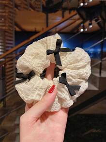 1入法式復古青少女優雅蝴蝶結髮圈,適用於日常使用 - 彩色 - 查看 10