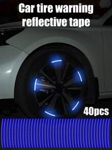 40条蓝色反光条，汽车轮毂反光贴纸，轮胎警示贴纸，绿色创意，摩托车，电动车，装饰贴纸，山地自行车反光轮毂条纹贴纸，适用于摩托车轮毂、汽车、自行车，自行车反光贴纸，装饰条纹，轮毂反光贴纸