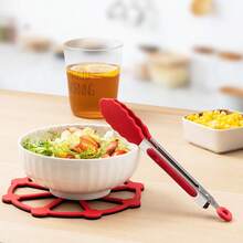 廚房烹飪夾子不鏽鋼食物夾燒烤爐夾子7寸牛排鉗耐高溫燒烤食物夾工具 - 綠色 - 查看 2