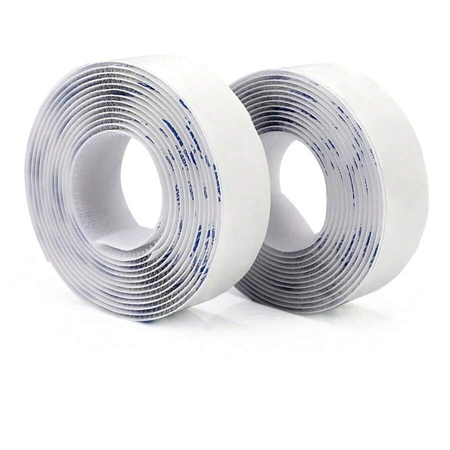 2PCS 25M Length White Hook And Loop Tape Self Adhesive Strips Set With Sticky Glue Nylon Fabric Fastener For Home Clothing Accessories - White - View 1