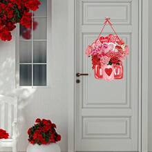 情人節門掛標誌裝飾心形花形門廊掛飾裝飾品,適用於2024情人節派對裝飾用品 - 款式D - 查看 5