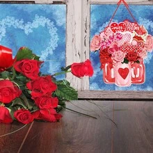 情人節門掛標誌裝飾心形花形門廊掛飾裝飾品,適用於2024情人節派對裝飾用品 - 款式D - 查看 4