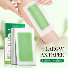 SADOER 20 Stickers Aloe Vera Whole Body General Disposable Wax Paper Hair Removal Cream Double-Sided Wax Paper For Hair Removal Quick & Easy Waxing Kit For All Skin Types - Green - View 2