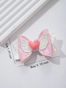 1入淑女8cm情人節心形蝴蝶結髮夾，適合作為情人節送女友的禮物，附送袋裝 - 彩色 - 查看 5