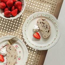 1個擁有貼花和浮雕的法式復古餐具。家庭餐盤、陶瓷盤、碗、西式平底盤、水果盤、沙拉碗 - 軍綠色 - 查看 6