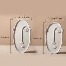 1pc Nordic Style Creative Ceramic Vase With Artificial Flowers Home Decoration, Living Room & Office Decor, Long Face Design - Long Face - View 2