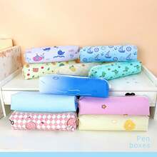 1pc Creative Ins Style Cute Cartoon Big Capacity Simple Pen Case For Students - Blue - View 5