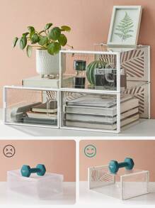 SONGMICS Clear Shoe Boxes, Set Of 12 Shoe Storage Organsiers, Stackable, Breathable, And Foldable, For Max. UK Size 11, Display Trainers, High Heels, Transparent And White - White - View 4