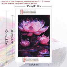 1pc Full Square Diamond Painting Kit Lotus Handmade Gift Diamond Mosaic Flower Home Decor - Multicolor - View 2
