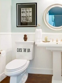 1pc Close The Lid English Slogan Toilet Seat Sticker - Black - View 4