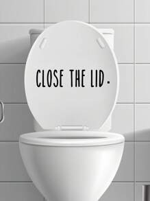 1pc Close The Lid English Slogan Toilet Seat Sticker - Black - View 1
