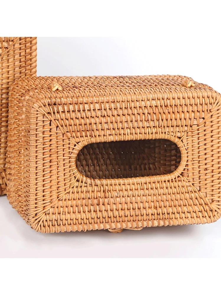 KOLWOVEN Set 2 Portafazzoletti Quadrati In Vimini – Stile Bohémien – 14,5 Cm – Per Bagno, Tavolo E Cucina