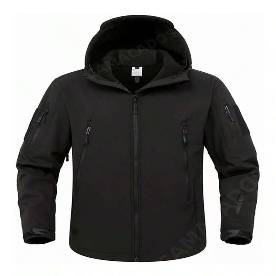 Hombre Chamarra Táctica Militar Shark Térmica Contra Agua - Negro - Ver 1