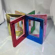 磁性相框（1 个 3 英寸），迪斯科镜面玻璃手工贴制，DIY 磁性百变组合创意装饰 - 銀色 - 查看 5