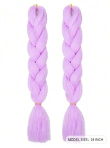 Pack Of 2 Large Light Purple Braiding Hair 24Inch Suitable For Women Daily Holidays And Cosplay Braided Wear Fashion Halloween And Christmas Synthetic Hair Crochet Hair Extensions Useful And Deft High Temperature Hair - Mauve Purple - View 2