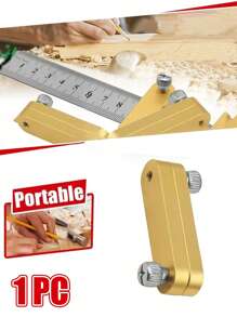 1入不銹鋼尺定位塊,角線刻劃器,測量木工工具,diy木工刻線器 - 黃色 - 查看 1