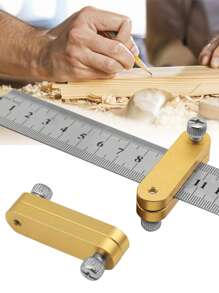 1入不銹鋼尺定位塊,角線刻劃器,測量木工工具,diy木工刻線器 - 黃色 - 查看 2