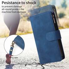 Husă durabilă din piele PU pentru telefon, cu curea detașabilă, compatibilă cu iPhone Samsung