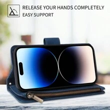 Husă durabilă din piele PU pentru telefon, cu curea detașabilă, compatibilă cu iPhone Samsung