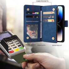 Husă durabilă din piele PU pentru telefon, cu curea detașabilă, compatibilă cu iPhone Samsung