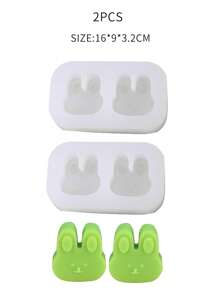 1pc Cartoon Double Bunny Shaped Silicone Mold For Aroma Candle And Liquid Clay Diy Desktop Decoration - White - View 5