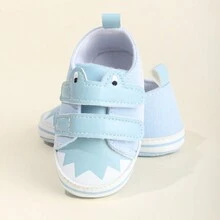 1 双男女通用卡通 PU 休闲鞋，带钩环，适合 0-18 个月婴儿，柔软防滑透气幼儿步行鞋，适合春秋季 - 淺藍色 - 查看 2
