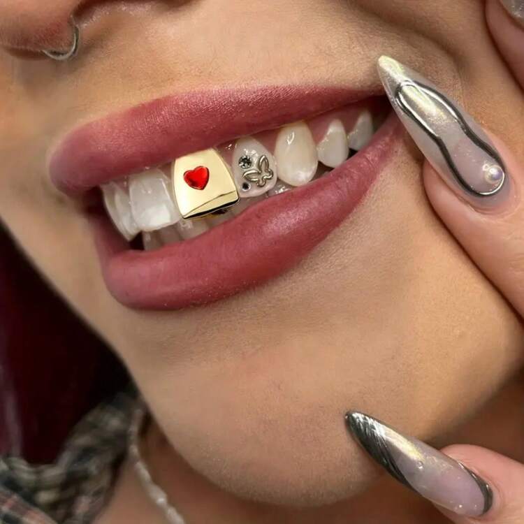 女性用歯のグリル シングル 蝶 ヒップホップ スタイル ジュエリー