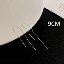 2入組潮流長流蘇耳骨墜耳環，女性禮物珠寶 - 銀色 - 查看 9