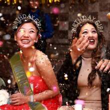 2入組女性及女孩的生日皇冠,附有女性生日帶、生日女孩頭箍、公主皇冠、鑲有鑽石的生日慶祝配件 - 彩色 - 查看 9