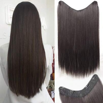 合成 4 夹式接发 V 型长直发假发黑棕金色 40/50/60 厘米女士天然假发