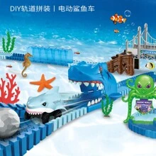 Pista Mágica de Tiburón Flexible Con Coche Juguete Para Niños - Azul - Ver 2