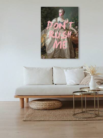 ملصق فتاة عتيقة بورتريه لا تستعجلني في الحمام بالحروف الأبجدية الوردية لوحة فنية مطبوعة للديكور المنزلي في غرفة المعيشة وغرفة النوم والمكتب كهدايا تزيين حائط الأصدقاء، لوحة فنية للطباعة غير مؤطرة