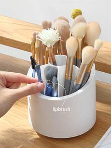 旋轉和分隔設計的化妝品收納盒,可組織刷子,口紅等等,無防塵蓋,適用於各種場景 - 白色 - 查看 5
