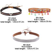 3 件/套女式牛仔帽附男式西式帽帶替換可調節尺寸女牛仔帽帶西式軟呢帽女式男式帽子首飾,不包括帽子 - 彩色 - 查看 8