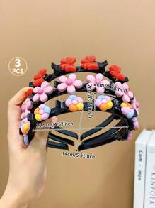 3pcs Sweet & Lovely Multicolor Braided Hairbands For Girls - Multicolor - View 2