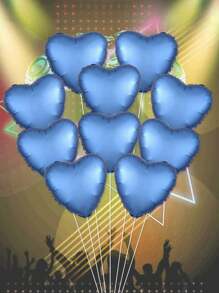 10 個 18 吋金屬藍色心形聚酯薄膜氣球,非常適合婚禮、生日、情人節、節日派對裝飾 - 藍色 - 查看 1