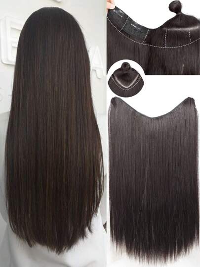 Synthetic 4 Clip In Hair Extensions V-Shaped Long Straight Hairstyle Hairpiece Black Brown Blonde 40/50/60CM Natural Wig For Women