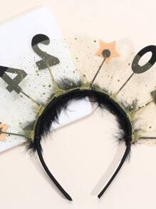 1 件 2024 新年女士黑色头带，闪亮头饰，带星星亮片和金属丝，2024 新年时尚头带发箍配饰。蝴蝶结 - 黑色 - 查看 5