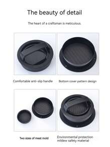 1pc Burger Press Maker, With Removable Bottom Plate Easy To Take Out Patty, Easy To Clean, Hamburger Press Meat Maker Mold - Black - View 10