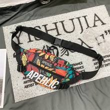 潮流街頭時尚胸前斜挎腰包運動肩背袋男童學生腰包尼龍休閒潮款臀包通勤上學返校學生男士禮物情人節禮物 - 紅色 - 查看 1